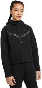 Nike Girls Youth Sportswear Tech Fleece Full Zip Hoodie Size small Black - Picture 1 of 2