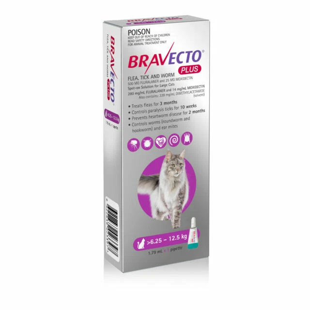 Bravecto Plus Spot-On Heartworm Pipette for Cat - Purple