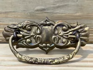 Vintage Drawer Pull - Brass Back Metal Bail - Furniture Cabinets Crafts BB - Picture 1 of 6
