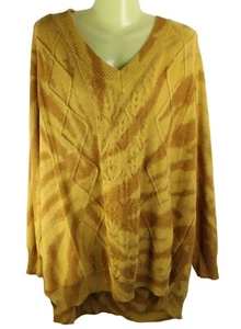 NWT Cable Knit Pullover Sweater Animal Print Women's Plus SZ 3X LS Golden Brown - Picture 1 of 6
