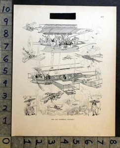 1912 FUTURISTIC AVIATION OVERHEAD NUISANCE REGINALD G RUSSOM ARTIST PRINT FC4944 - Picture 1 of 1