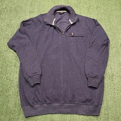 Beverly Hills Polo Club Sweater Men X-Large Fleece Quarter Zip Navy Blue XL Foto 1 de 4