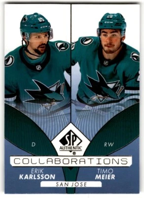 2022-23 SP Authentic Collaborations Blue Erik Karlsson/Timo Meier #C-24 - Image 1 of 2