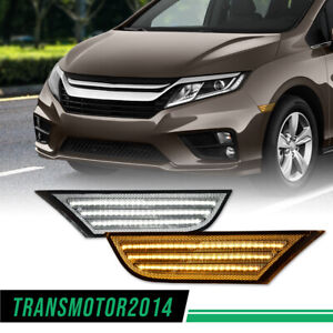 1Pair Front LED Sequential Signal Side Marker Lights Fit For 18-22 Honda Odyssey