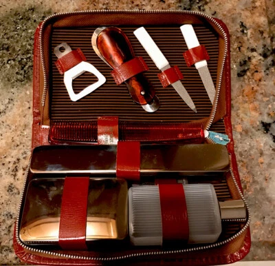 Juego de aseo vintage para hombre estuche con cremallera 8 piezas archivo de botella zapatero soporte para jabón... Foto 1 de 4