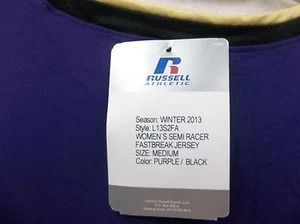 Russell Dri Power Women's Semi Racer Fastbreak Jersey Medium Color Purple/Black - Picture 1 of 5