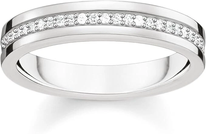 Anello fedina Thomas Sabo in argento e veretta di diamanti bianchissimi Mis. 14 - Immagine 1 di 1