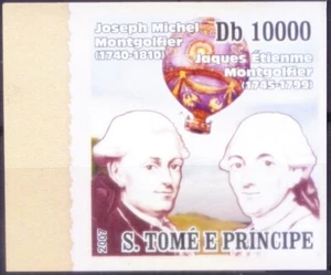 Santo Tomé 2007 MNH Imperf, Joseph & Jaques Montgolfier inventó el globo aerostático - Imagen 1 de 1