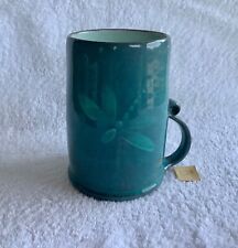 FISHLEY HOLLAND CLEVEDON POTTERY LARGE MUG TEAL DRAGONFLY 5" TALL L28