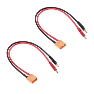 2pcs RC Battery Charger Cable XT90 to 4mm Bullet Connector Plug Lipo 355mm - Picture 1 of 12