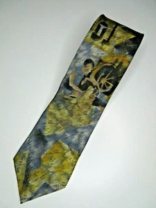 Ermenegildo Zegna designer Tie - Blue denim Ocher Gold abstract '90's 100% Silk - Bild 1 von 4