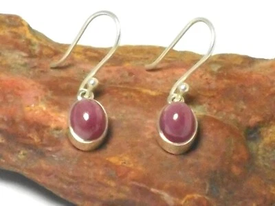 Oval Pink RUBY Sterling  Silver  925 Gemstone Drop Earrings - Image 1 of 4