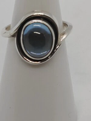 925 Sterling Silver Natural Blue Moonstone  Cabochon Ring FREE UK POSTAGE Size L - Image 1 of 4