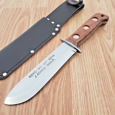 Cuchillo fijo J. Adams Sheffield England MOD 7" hoja de acero al carbono mango de madera Foto 1 de 4