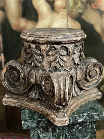 Vintage Antique Architectural Carved Wood Column Capital / Planter or Pedestal Cover