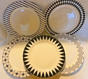 AnBnCn®️ ~ PORCELAIN BLACK & WHITE 10" DINNER PLATE ~ CHOOSE 1 OR ALL ~ 1+ SHIP - Picture 1 of 18