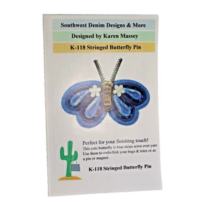 Pin mariposa Southwest Denim con cuerdas diseñado por Karen Massey - Imagen 1 de 1
