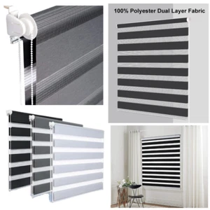 Zebra Vision Window Roller Blind Easy Fit 165cm-210cm Drop Day and Night Blinds - Picture 1 of 43
