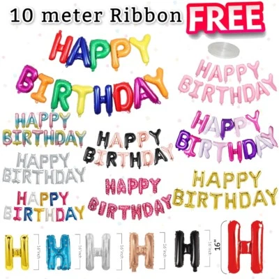 Birthday Balloons LATEX SET HAPPY BIRTHDAY ROUND PRINTED FOIL DECORATION BALLOON - Image 1 of 4