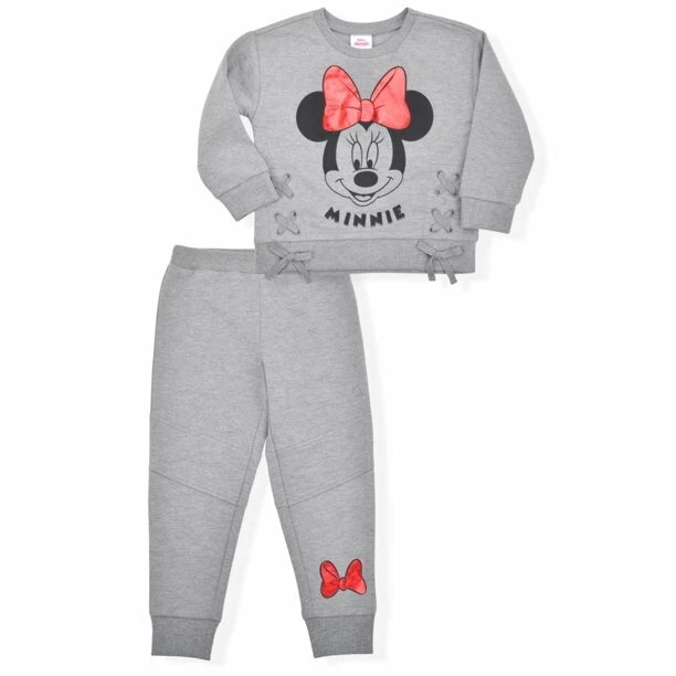 Minnie Mouse Baby Girls Gray Fleece Sweatshirt & Sweatpants 2pc Set - Image 1 of 1