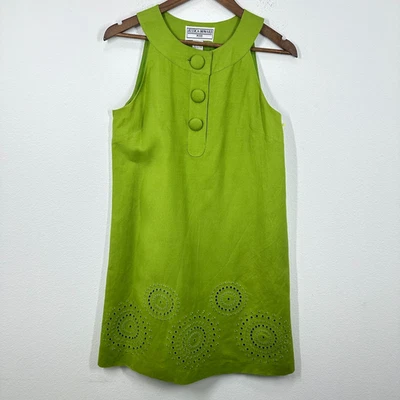 Vintage Jessica Howard Green Shift Dress Sleeveless Mod Retro 60s Style A-Line - Image 1 of 4