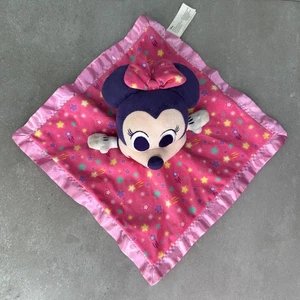 Disney Minnie Mouse Security Blanket Toy Baby Rattle Plush Pink Satin Purple 11" - Picture 1 of 12