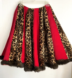 Christmas Tree Skirt Leopard Print Faux Fur Satin Lined 60” Fancy Glam Core - Picture 1 of 3