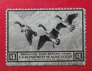 RW3 $1 1936 Migratory Bird Hunting Stamp – Unused – F - NG – 2 tiny thins - Picture 1 of 4