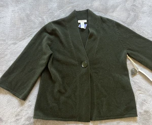 Kenar Strickjacke Pullover Gr. Large grün Lammwolle Angora Nylon Einknopf - Bild 1 von 11
