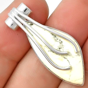 Natural White Howlite 925 Sterling Silver Pendant Jewelry P-1675 - Picture 1 of 5