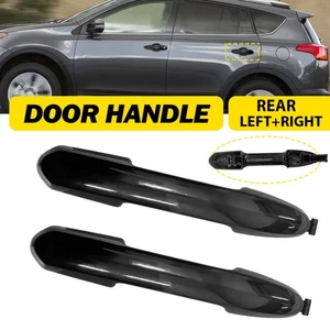 Door Exterior Handle Fit Toyota 2017-2023 Rav4 Black Outer Rear Right+Left PAIR - Foto 1 di 14