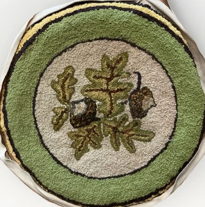 Vintage Joan Moshimer Wolle handgehängt Teppich Stuhl Sitz Eicheln 15" fertiges Projekt - Bild 1 von 12