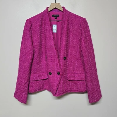 Blazer Ann Taylor 14P Petite Bouclé Tweed Rosa Flecos Doble Pecho Chaqueta Nuevo con Etiquetas Foto 1 de 4