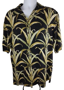 Camicia uomo Tommy Bahama 100% seta con bottoni nera fantasia floreale taglia L usata - Foto 1 di 3