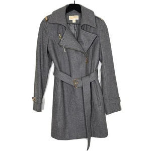 Michael Kors Damen Woll Trenchcoat Größe 4 Grau - Bild 1 von 9