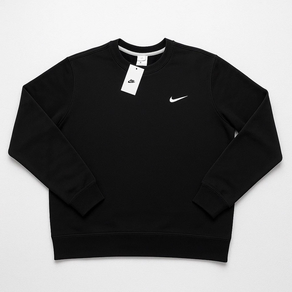 Nike Sportswear Club French Terry Crew Top Sweatshirt Black 637902-010 Men’s XXL