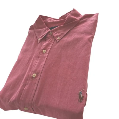 Ralph Lauren Shirt Chambray Oxford Mens 2XL Tall Pink LS Flesh Pony Preppy - Image 1 of 4