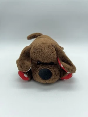 动物冒险棕色小狗毛绒心爪躺下填充动物玩具 — 第 1/4 张图片