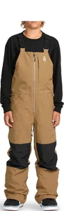 Pantalones de nieve para niños Volcom Barkley con babero aislado, bronce, mediano - Imagen 1 de 2