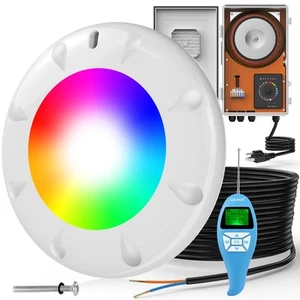 Luz LED de piscina de 10" RGBW para nicho de piscina, 35W 12V, transformador, controlador, 100 pies - Imagen 1 de 9