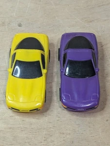 Tyco Mattel 1998 2 Corvette Slot Cars Yellow & Purple 440x2 Chassis #32265 - Picture 1 of 12