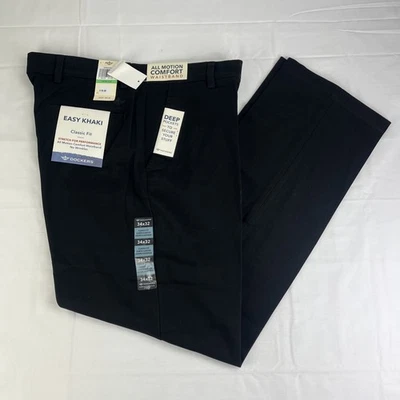 Pantalones Dockers Para Hombre Calce Clásico Fácil Caqui Todo Movimiento NEGROS 34x32 - Etiquetas Nuevas Foto 1 de 4