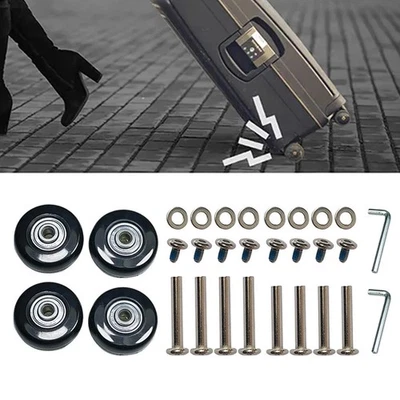 4x Gepäck Koffer Ersatz Räder Achsen 50mm Reparatur Mute Gummi Leis Rollen - Bild 1 von 4