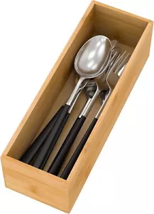 Bamboo Kitchen Drawer Organizer, Wooden Storage Box for Utensil Organizer Tray - - Picture 1 of 1