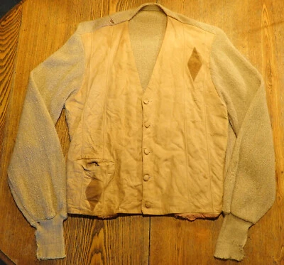 Cárdigan tejido de lana de colección para hombre mediano años 60 Rockabilly gamuza cuero frontal diamante Foto 1 de 4