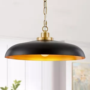 Große schwarz und gold Pendelleuchte 17,7 Zoll Bauernhaus Pendelleuchte Leuchte... - Bild 1 von 7