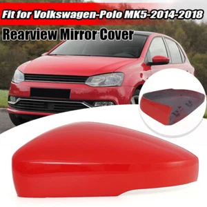 Red Door Side Wing Rearview Mirror Cover Cap Left Side For VW Polo 2009-2018 LH - Picture 1 of 11