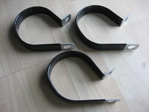 Lot of (3) 2-1/2 Inch 64mm Pipe Hose Wire Clamp Rubberized for 3/8" Bolt #H20BQ - Picture 1 of 6
