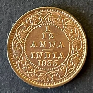 1⁄12 Anna Indien 1935 König George V. Britisch-Indien - Münze vor der Unabhängigkeit KM# 509 - Bild 1 von 7
