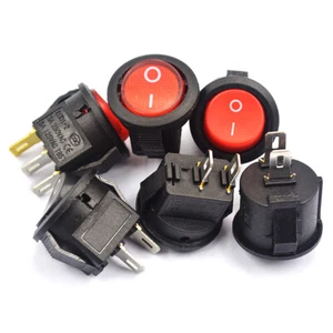 2-way 2-Pin On-Off 15 mm Small Round Rocker Switch SPST White Black Red 3A 250V - Picture 1 of 15